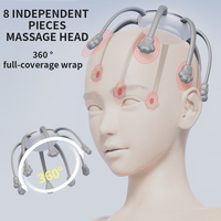 Masseur de tête électrique vibrant intelligent rechargeable à 10 têtes automatiques, outil de massage de la tête en forme de pieuvre vibrante