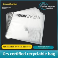 Sac en plastique refermable avec fermeture éclair, certifié GRS, PCR 100% recyclé, LDPE recyclable, logo personnalisé, emballage pour vêtements, shorts, sous-vêtements
