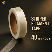 Ruban adhésif en filament rayé à tissage croisé 40 mm x 50 m, renforcé de fibres de verre, haute adhérence, pour emballage robuste, scellage, 600 V