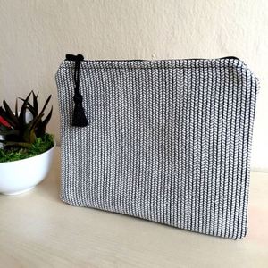 Eco-Friendly Cotton Cosmetic Bag Ladies Custom Boho Tassel <b>Storage</b> Travel Herringbone Zipper Pouch Ethnic Makeup Organizer - Product Image 1