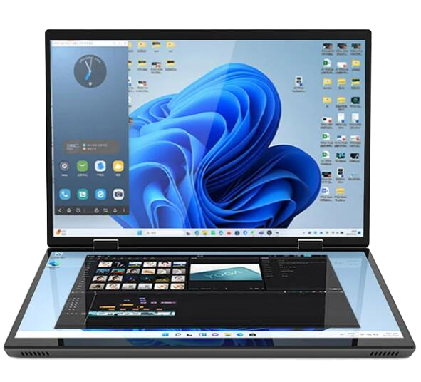 Hot Selling 14 Inch 2 in 1 Laptop Dual Screen 8GB RAM 512GB SSD WIN 11 Touch Double Monitor YOGA Computer PC Laptop