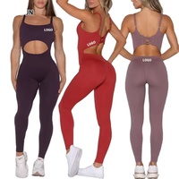 Combinaison de sport sans manches pour femme, dos évidé, vente en gros, vêtements de sport, combinaisons et justaucorps de gym pour femme
