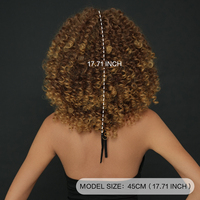 Perruque Afro Bouclée Longue de 18 Pouces avec Frange pour Femmes Noires, Perruque Complète Synthétique Afro Cheveux Crépus Bouclés Ombre Châtain Blond