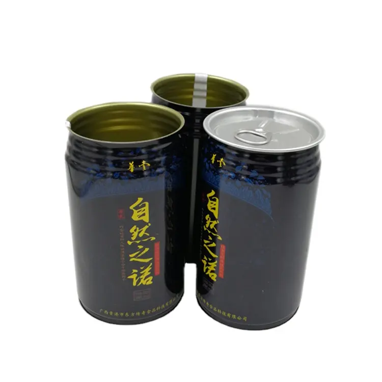 310 ml Black Tea Coffee Beverage Drink CMYK Printing Round Rice Tin Can