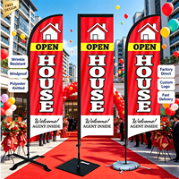Drapeau plume personnalisé pour open house, bannière publicitaire immobilière en gros avec kit de base et de mât
