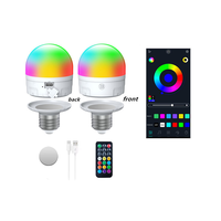 Ampoule Intelligente RVB 7W E26/27/14/12 à Base Magnétique, Rechargeable USB Type-C, Commande à Distance Tactile ou par Application Bluetooth, pour Lampes Murales et de Table