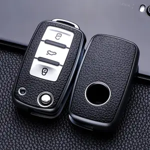 Leather Car Key Case Keys Full Cover Protection Shell Bag for VW Volkswagen Polo Tiguan Passat Golf Jetta Lavida Skoda Octavia