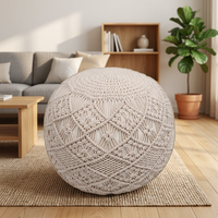 Pouf ottoman noué en coton naturel fait main pour s'asseoir, repose-pieds, tabourets, design moderne asiatique, pour chambre, atelier, usage domestique