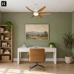 Ventilador de Techo Contemporáneo de Seis Aspas con Luz LED Integrada, Montado en Barra, de ABS, para Dormitorio, Apartamento y Sala de Estar - Product Image 1