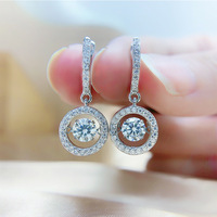 Fijne ronde geslepen 1CT VVS1 GRA Dancing Moissanite oorbellen kettingset 925 sterling zilver dames Valentijnsdag cadeau 2026 sieraden