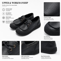 Chaussures décontractées pour femmes en cuir texturé noir à plateforme, antidérapantes et respirantes, prix de gros