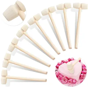 Wooden Kitchen Baking Wood Mallet For Eat Chocolate Breakable Hearts Nut Natural Hardwood Wooden Crad Mallet Hammers Set