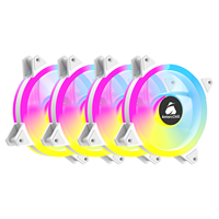Ventilateur de châssis ARGB blanc 120 mm à double anneau lumineux, pales givrées, haute vitesse, grand débit d'air, faible bruit, pour PC de jeu