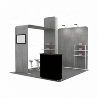 Stand d'exposition modulaire en aluminium droit sur mesure, kit complet pour salon professionnel avec étagères, comptoir et éclairage