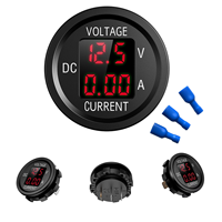 Voltímetro y Amperímetro Digital LED Redondo de 12V, Medidor de Voltaje y Corriente Continua a Prueba de Agua para Coche, Furgoneta, Batería, Barco y Motocicleta