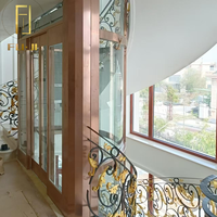 Ascenseur hydraulique élégant et rond pour maison, avec vitres panoramiques et acier inoxydable durable, pour usage intérieur/extérieur en villa