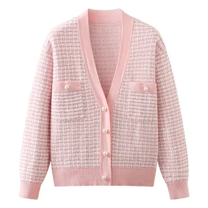 새로운 느슨한 특대 외부 핑크 물떼새 니트 겨울 카디건 최신 디자인 숙녀 스웨터