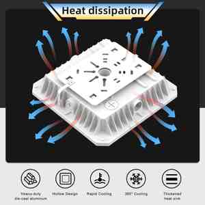Lumière LED pour auvent de station-service 100W 5000K IP65 en aluminium pour garage, entrepôt, bureau, garantie 5 ans, certifiée ETL DLC CE - Product Image 3