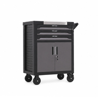 Chariot à outils à trois tiroirs, double porte, étagère réglable, plateau personnalisé, verrouillable, OEM ODM, armoire à outils mobile roulante pour garage et atelier
