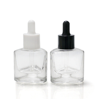 Pipette OEM pour emballage cosmétique, flacon compte-gouttes en verre transparent à épaule plate pour huile essentielle et sérum, 15 ml