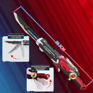 MILI Nuova Pistola <span class=keywords><strong>Giocattolo</strong></span> Trasformabile 4in1 con Funzione di Sparo, Lama, Suoni e Luci LED Rosso e Oro - Product Image 4