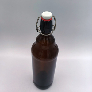 Bouteille en verre ambré vide de 1000 ml (690 g) de forme ronde, avec bouchon à bascule métallique, grande capacité, prix de gros <span class=keywords><strong>moins</strong></span> <span class=keywords><strong>cher</strong></span> - Product Image 2