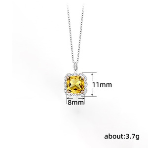 Collana con ciondolo a cubo per donna, catena con zirconi color tormalina, elegante gioiello alla moda - Product Image 5
