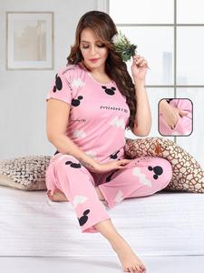 Conjunto de Pijama de Lycra para Mujer con Estampado Digital a la Moda, Colección de Ropa de Dormir de Primera Calidad para un Descanso Confortable - Product Image 5