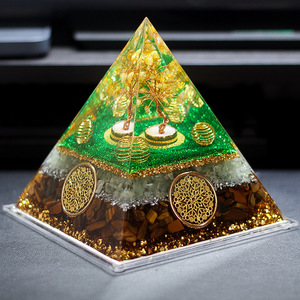 Citrine <b>Tree</b> <b>Crystal</b> Pyramid Resin Ornament Home Desktop Decoration Yellow Design - Product Image 4