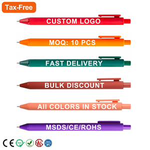 X526 Custom Printed Logo Retractable Ballpoint <b>Pens</b> Best Bulk Plastic <b>Multicolored</b> Rubber Coated Stationery 1.0mm OEM - Product Image 2