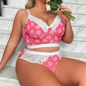ชุดชั้นในไซส์ใหญ่สำหรับผู้หญิง ชุดชั้นในเซ็กซี่ บราและกางเกงในเอวสูงแบบเต็มตัว บราเล็ตต์ ชุดชั้นในลูกไม้ - Product Image 5