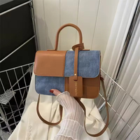 Tas Selempang Wanita Model Kotak Bahan Kulit PU, Resleting, RFID, Tahan Air, Ukuran Dapat Disesuaikan, Desain Blok Modis, Populer Grosir