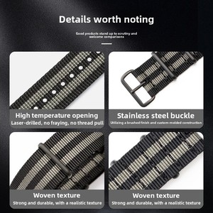 <span class=keywords><strong>Bracelet</strong></span> de <span class=keywords><strong>montre</strong></span> en <span class=keywords><strong>tissu</strong></span> durable TrendybayFive Rings Two Ring, style Zulu sportif, multicolores, ajustement facile - Product Image 2