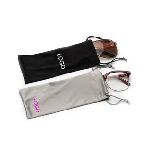 Мягкая на ощупь чистая ткань из микрофибры, сумка для очков на шнурке, сумка для солнцезащитных очков с пользовательским логотипом