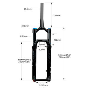 Fourche à air pour VTT Bolany 27,5/29 pouces, débattement 120 mm, tiges de 32 mm avec réglage du rebond - Product Image 5