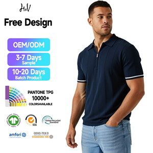 <span class=keywords><strong>Polo</strong></span> zippé court original pour hommes – Personnalisé, haute qualité, décontracté, uni, sportif, pull zippé tricoté - Product Image 1