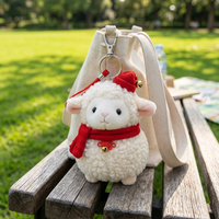 Porte-clés personnalisé en peluche, mouton du Nouvel An, pendentif animal en peluche doux, mini breloque de sac en peluche, porte-clés personnalisé avec personnage de dessin animé