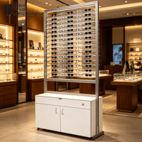Étagère de présentation personnalisée pour magasin d'optique, présentoir sur pied en métal et bois pour lunettes de soleil, support de présentation pour lunettes de soleil