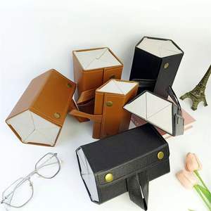 صندوق نظارات محمول قابل للطي متعدد الفتحات 2/3/4/5/6 منظم للعرض والتخزين حافظة نظارات شمسية للسفر من جلد البولي يوريثان العصري - Product Image 1