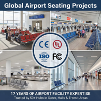 Bancs empilables en acier inoxydable robustes et personnalisables pour espaces publics à fort trafic, hôpitaux et aéroports