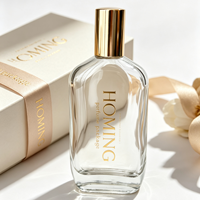 Nouvel Arrivage Flacon de Parfum Irrégulier Vide avec Pompe Atomiseur Transparente à Sertir 100ml en Verre avec Bouchon Noir