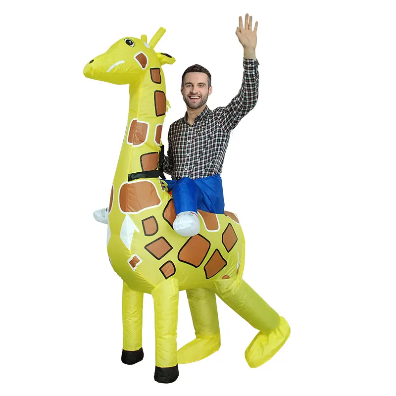 Best price!!Adult free size carry me Christmas costume inflatable giraffe ride on costume for cosplay