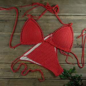 Traje de Baño de Mujer Hecho a Mano, Personalizado, de Ganchillo, sin Tirantes, con Push-up, Mini Bikini de 2 Piezas, Ropa de Playa Tejida por el Fabricante - Product Image 2