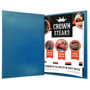 Menu de restaurant en gros, couverture rigide avec vis de fixation, format A4, en cuir bleu - Product Image 1