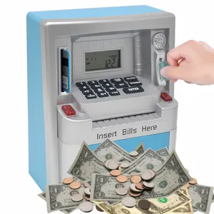 عد العملات المعدنية فواتير المتداول التلقائي كلمة مرور صغيرة آمنة بطاقة الائتمان ATM مقابل المال الحقيقي للأطفال