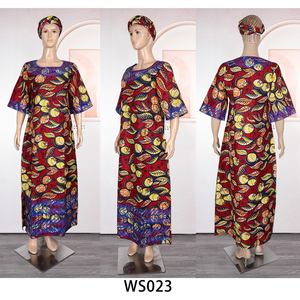 Robe africaine Ankara H&D WS023 pour femmes, robe de mariage traditionnelle africaine <span class=keywords><strong>en</strong></span> tissu <span class=keywords><strong>wax</strong></span> avec écharpe - Product Image 6