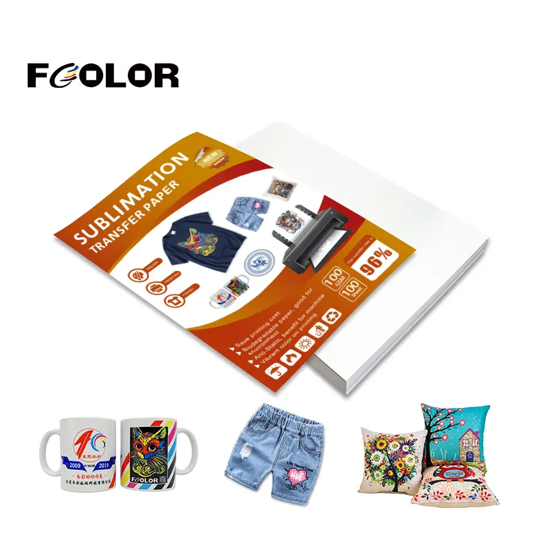 Fcolor-Papel de sublimación de transferencia térmica, tamaño A4 para tela de poliéster, venta directa de fábrica