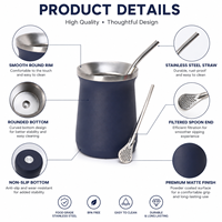 Tasse à café/thé mini Yerba Mate isotherme à double paroi en acier inoxydable 304 de 5,8 oz avec paille, idéale pour le camping – Nouveauté très demandée