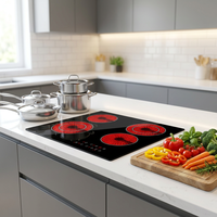 Appareils électroménagers intelligents, plaque de cuisson en céramique de 60 cm (24 pouces) avec 4 brûleurs, cuisinière électrique tactile