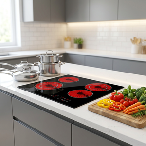 Appareils électroménagers intelligents, plaque de cuisson en céramique de 60 cm (24 pouces) avec 4 brûleurs, cuisinière électrique tactile - Product Image 6